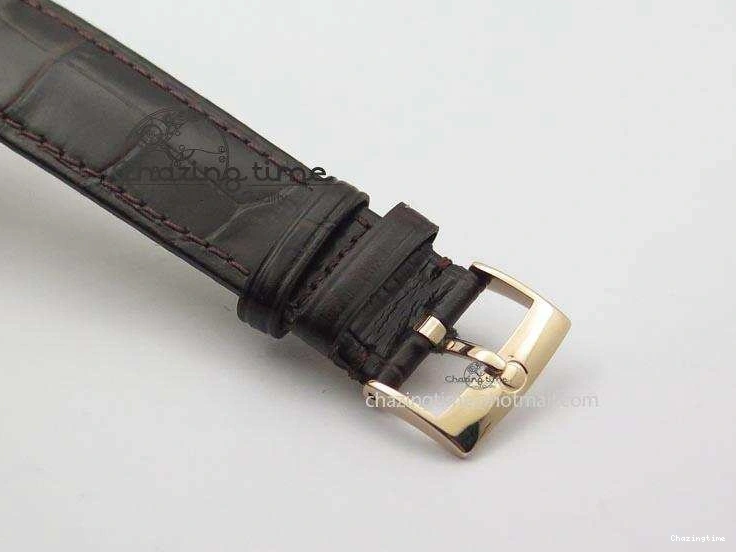 0207 Popular De Ville MK 1:1 Best Edition RG White Dial On Black Leather Asian Seagull T1701 (Sec@6) 8237